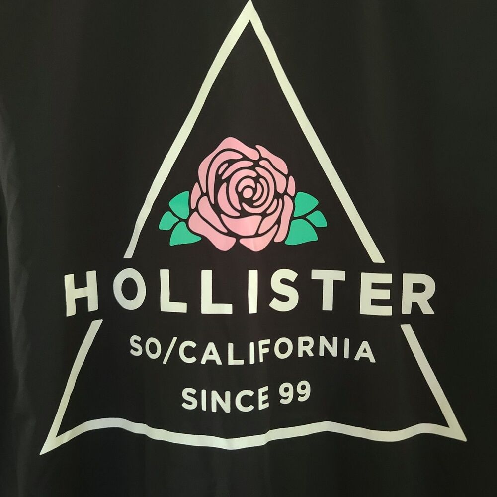 retro Hollister California Size M Black Epic Flex Stretch Windbreaker Jacket EUC - Picture 14 of 16
